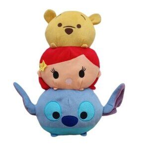 DISNEY TSUM TSUM 15" Plush Stacked Plush Pillow Winnie the Pooh Ariel Stitch EUC